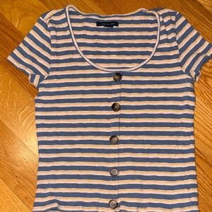 American Eagle Striped Button-Up Top